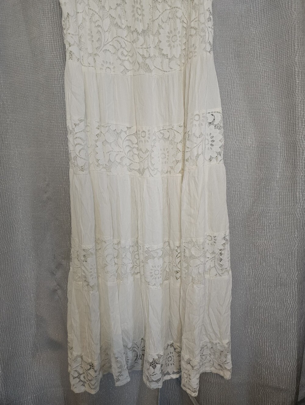 Signature by Robbie Bee Ivory Lace Tiered Midi Dress - Picture 10 of 13